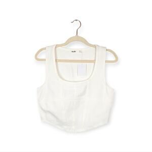 NWT Elodie White Scoop Neck Corset Cropped Top Size M